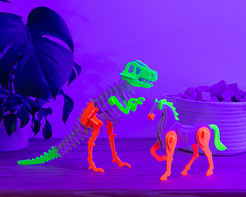 3D fapuzzle állatok Marabu Glow in the Dark festékkel