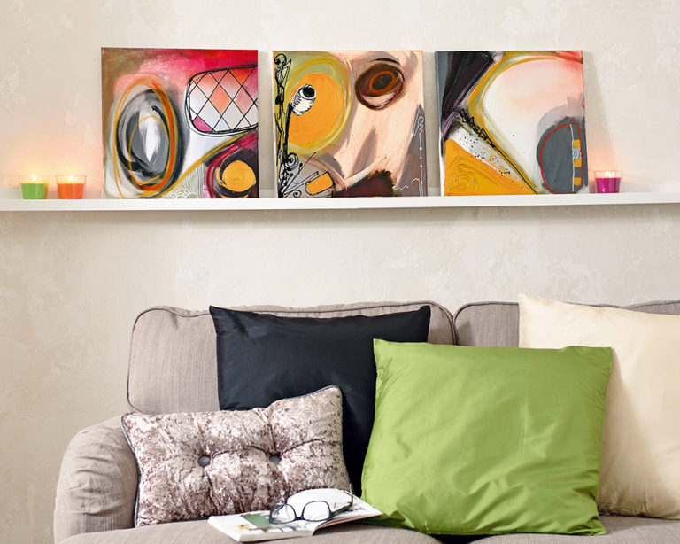 Absztrakt képtrió Marabu Acryl Color festékkel és YONO markerrel