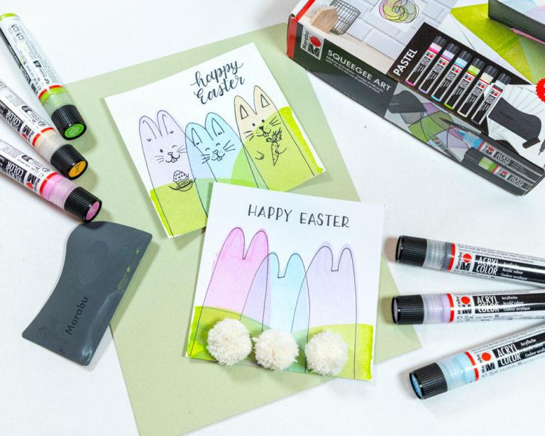 Húsvéti képeslap simítós technikával, Marabu Acryl Color pasztell szettel