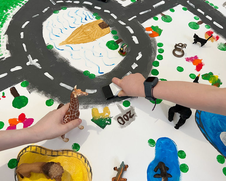 A házak és a fák közelről