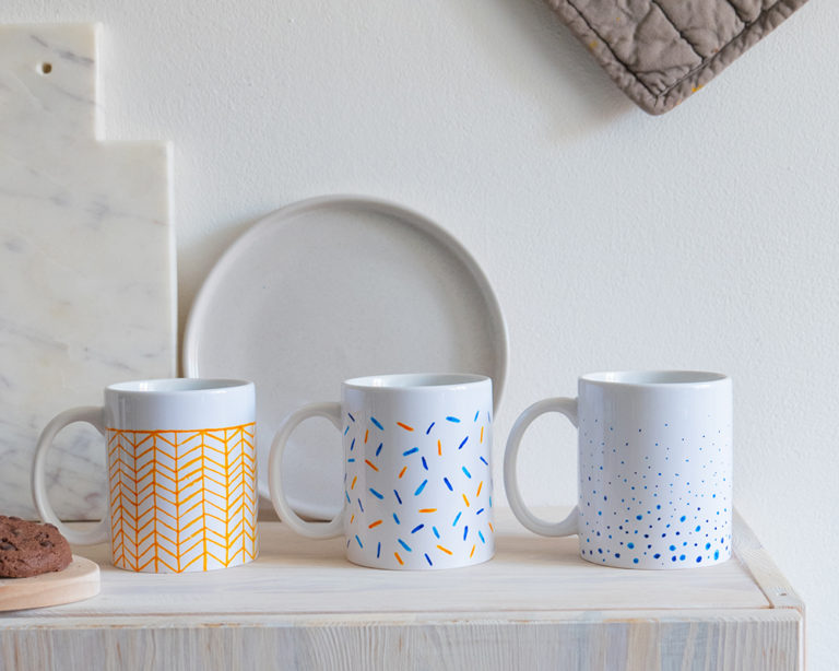 Mintás bögrék Marabu Porcelain & Glas filctollal