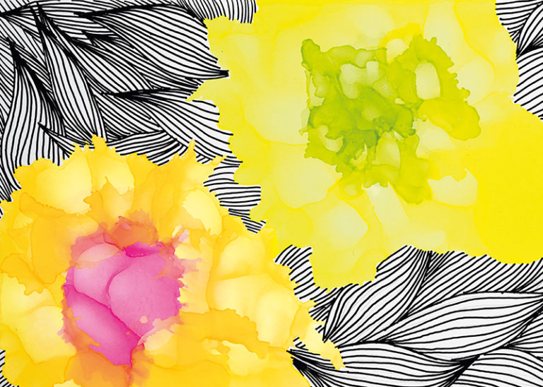 Neon fluid painting Marabu Alcohol Ink tintával