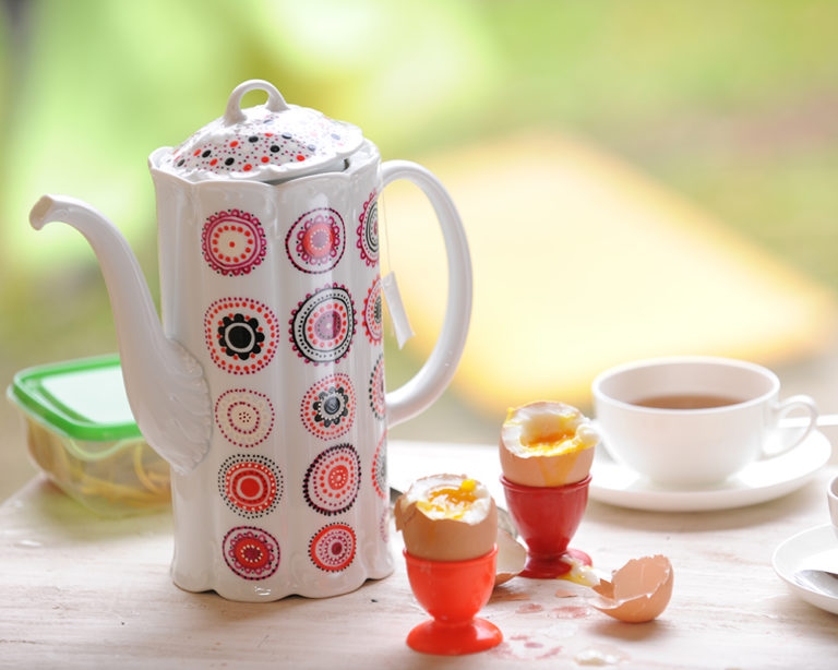 Retró teáskanna Marabu porcelán filctollal